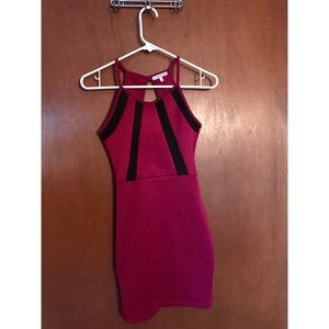 FUSCHIA Mini Dress (Scuba Fabric; Sz Small)